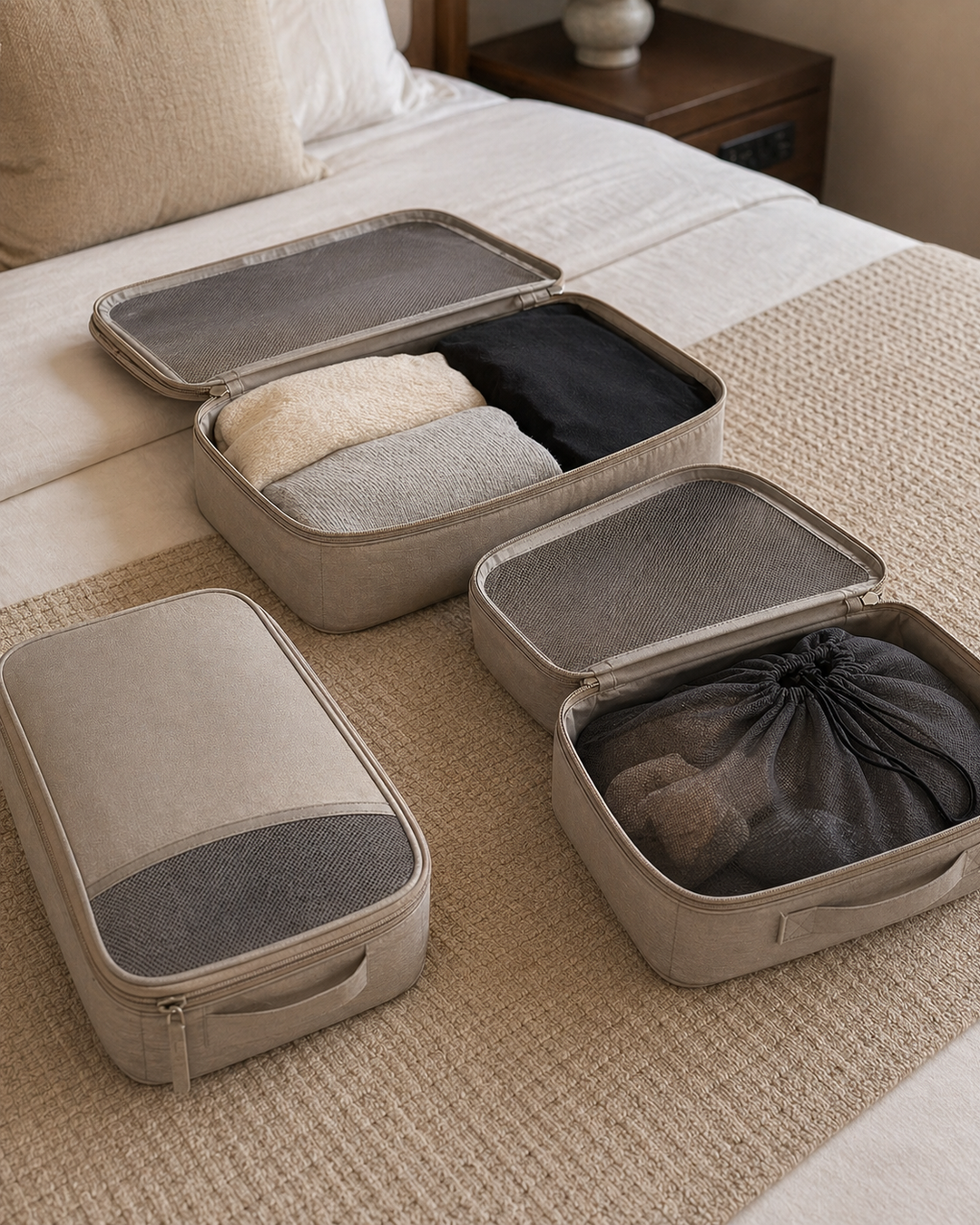 Travel Compression Cubes kit concept.